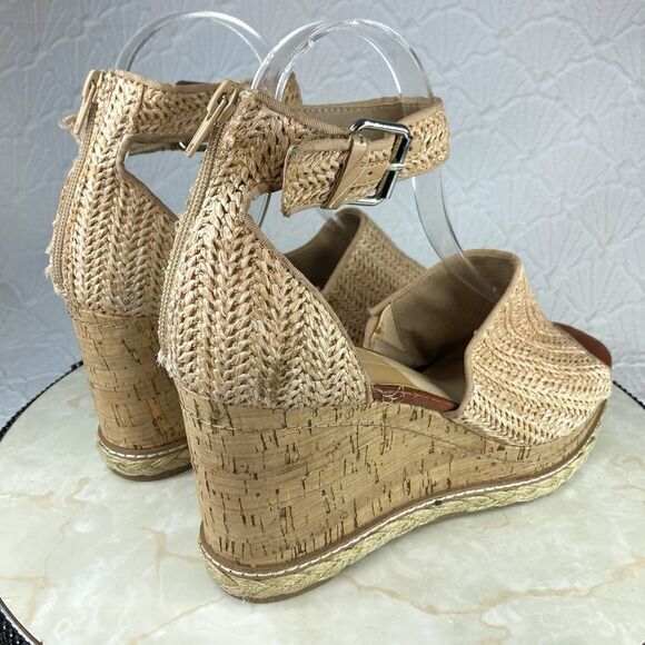 Dolce Vita Heels Womens Size 10 Otto Tan Espadrilles Straw Platform Wedge Shoes - Picture 8 of 11